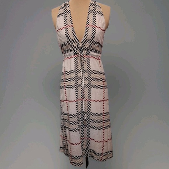 Burberry Dresses & Skirts - Sleeveless White Plaid Tie-Waist Dress